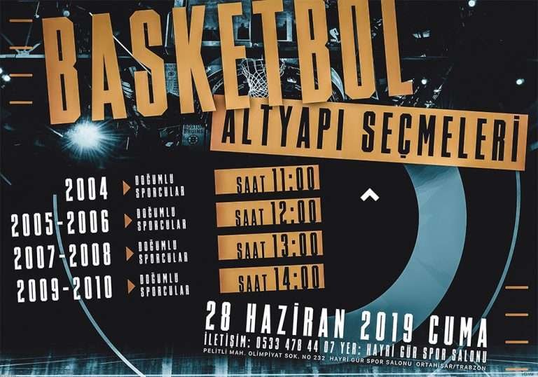 Basketbol altyapı seçmelerimiz 28 Haziran da başlıyor